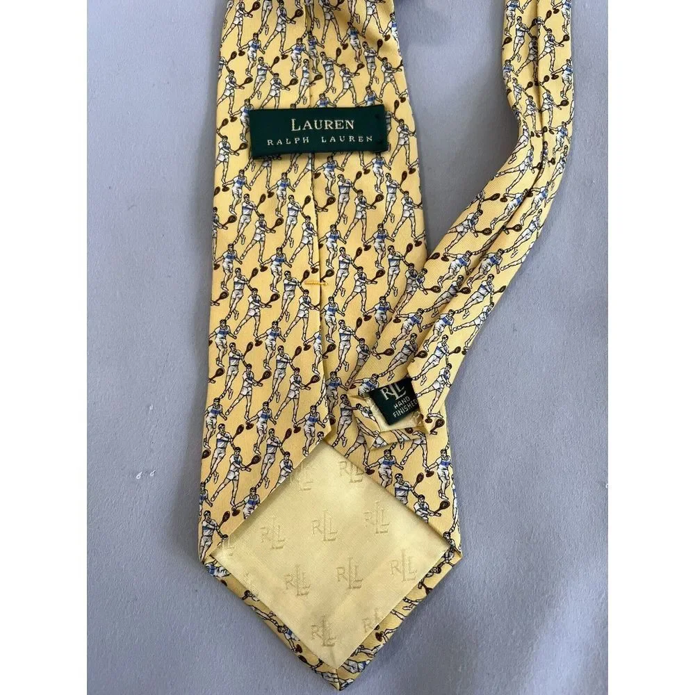 Vintage POLO Ralph Lauren 100% Silk Men's Tie Tennis Made by‎ Hand USA